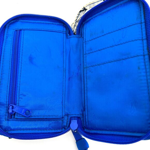 Vera Bradley All In One Wristlet Wallet Blue Floral Pattern Card Holder - Picture 4 of 8